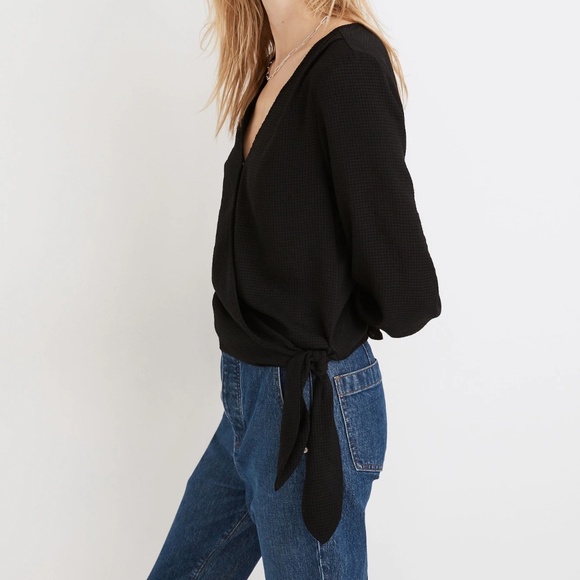 Madewell | Smocked-Sleeve Wrap Top - Picture 6 of 8